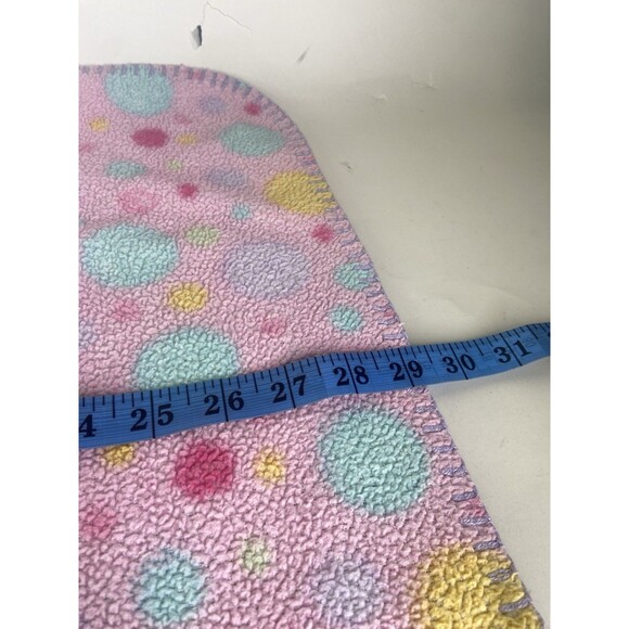 Baby Connection Blanket Pink Purple Blue Yellow Green Polka Dots Circles Fleece - Picture 4 of 6